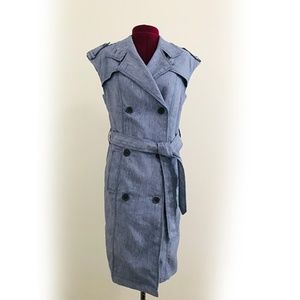 [Zara] Sleeveless Blue Denim Trench Midi Dress